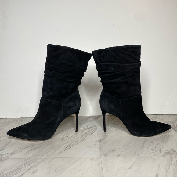 Schutz Ashlee Black Suede Slouch Heeled Boot 11B - Picture 9 of 16